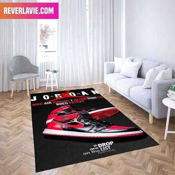 Nike Air Jordan 1 Retro High OG Bred Patent Home Decor Sneaker Rug