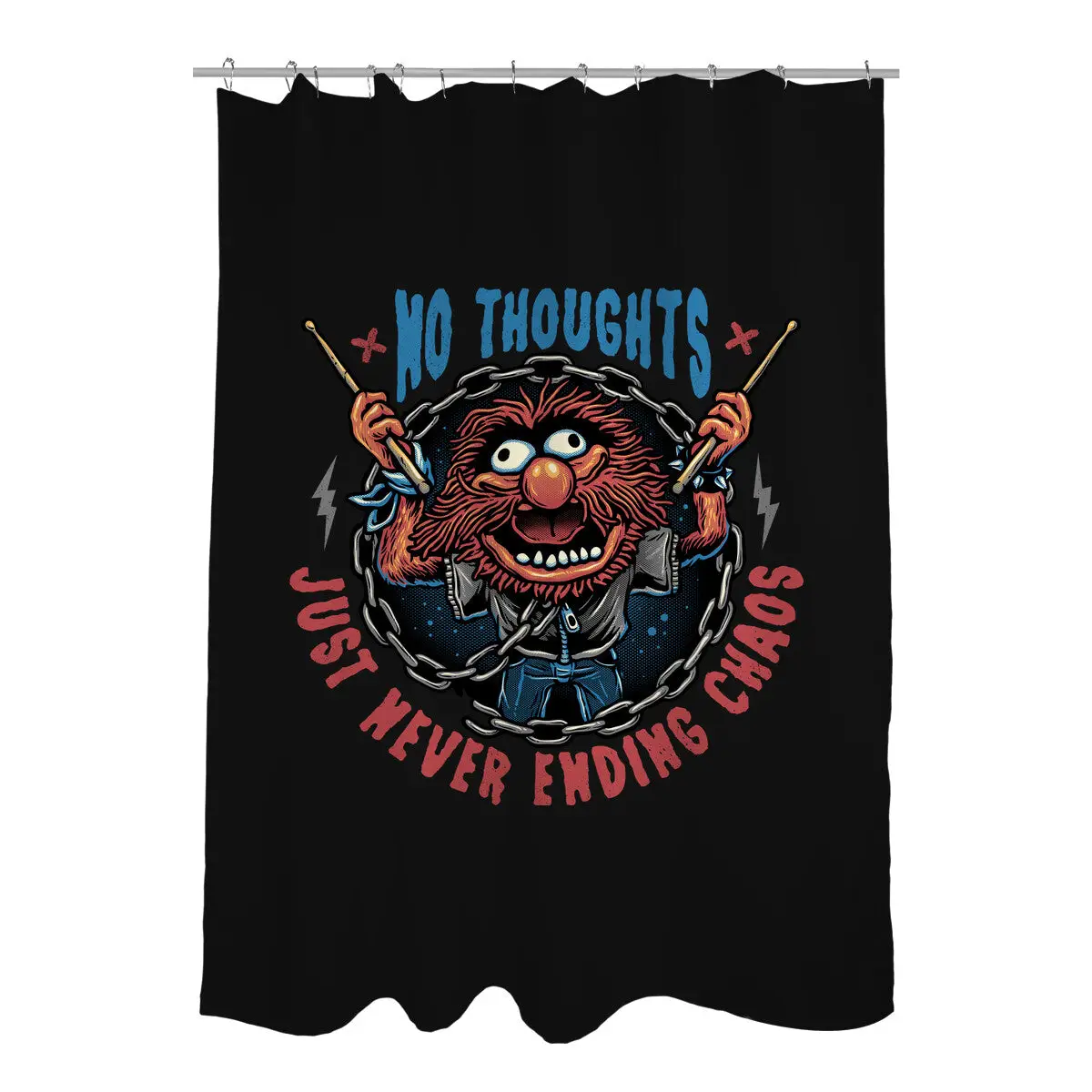No Thoughts Just Never Ending Chaos Shower Curtains