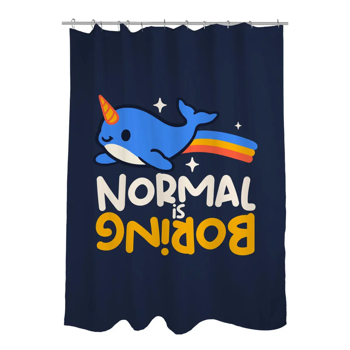 Normal Is Boring Narwhal Shower Curtains