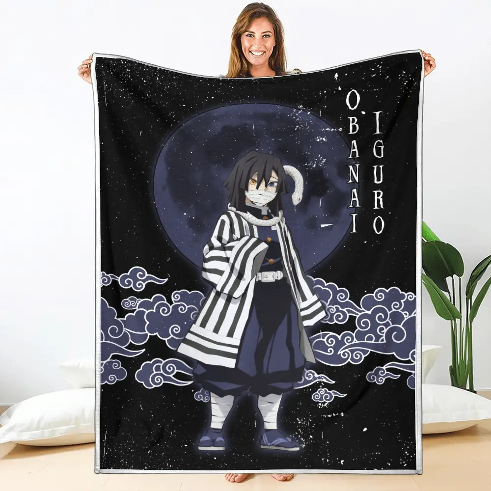 Obanai Iguro Blanket Custom Moon Style Anime