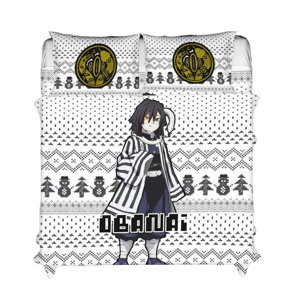 Obanai Iguro Xmas Polyester Duvet Cover Set