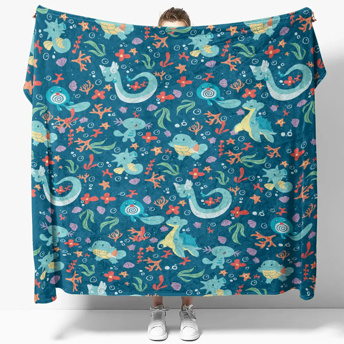 Ocean Water Pokemon Pattern Quilt Blanket - Anime Comforts – Cozy Anime Bedding, Blankets & Home Essentials