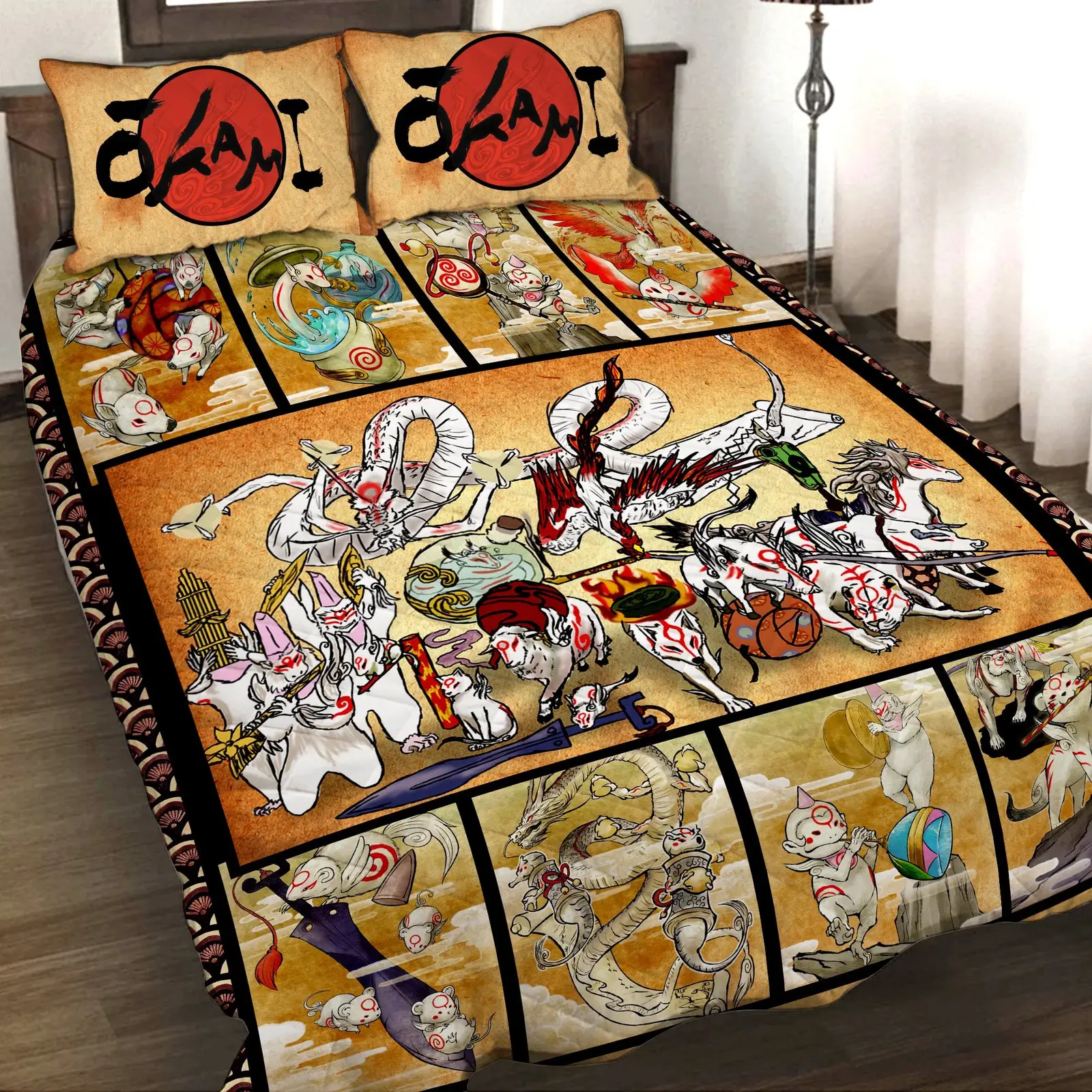 Okami Animals 3D Quilt Bed Set