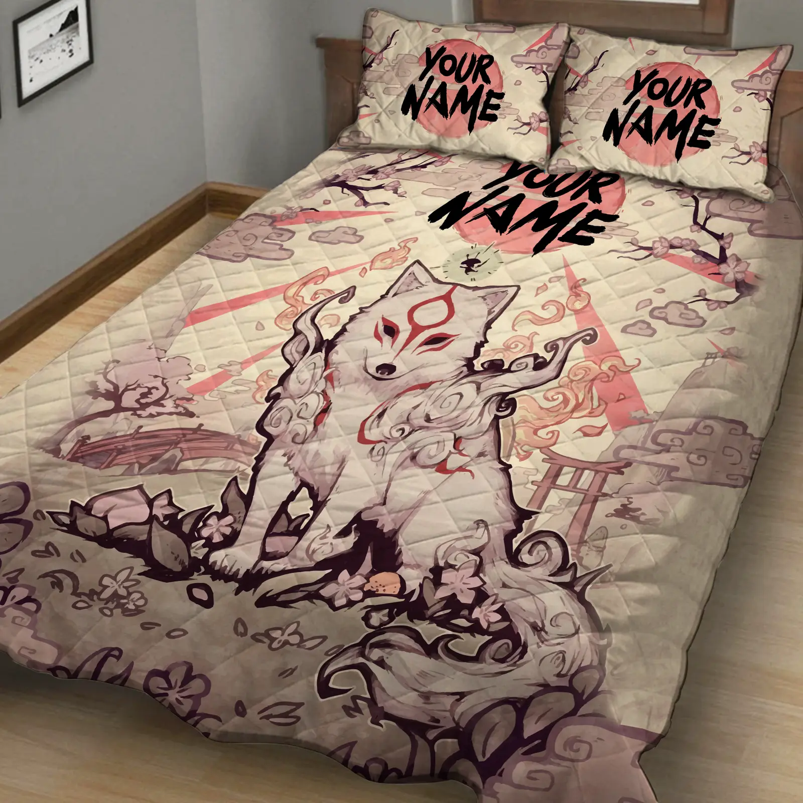 Okami-Customized 3D Quilt Bed Set