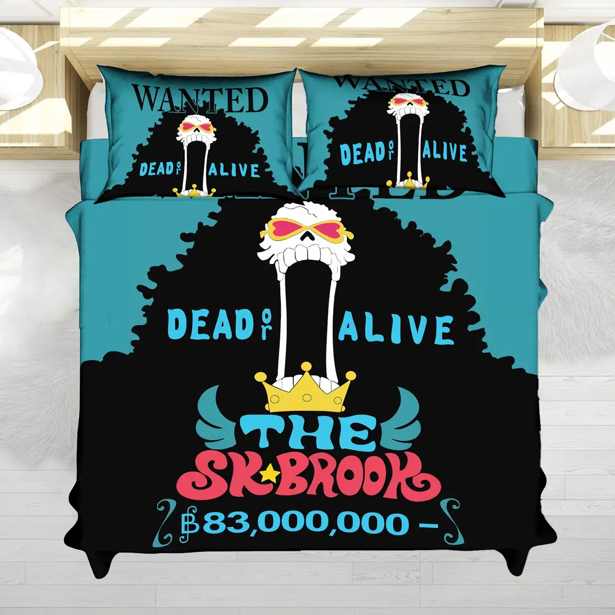 One Piece Brook Wanted Poster Anime Bed Set