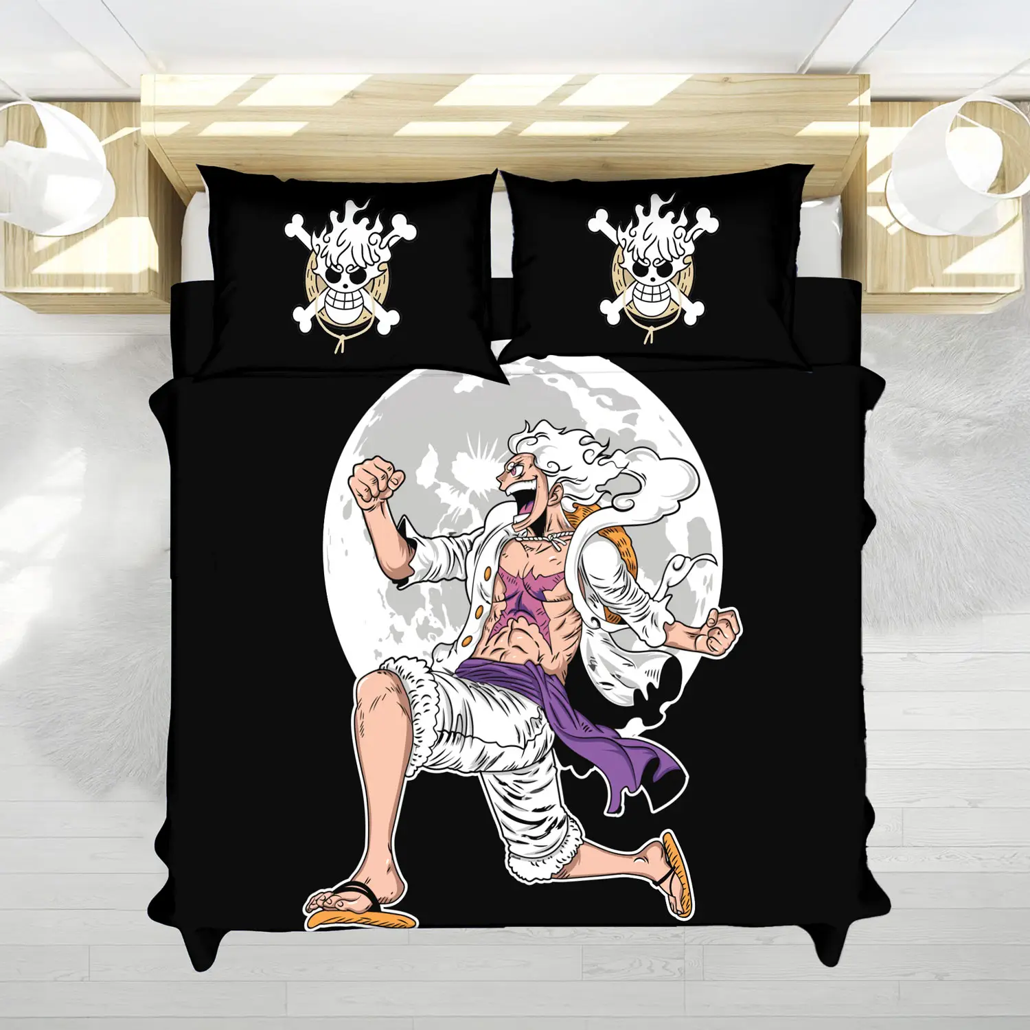 One Piece Luffy Gear 5 Moon Power Art Bedding Set