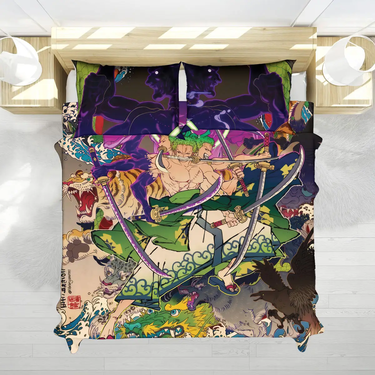 One Piece Roronoa Zoro Three Sword Style Bedding Set