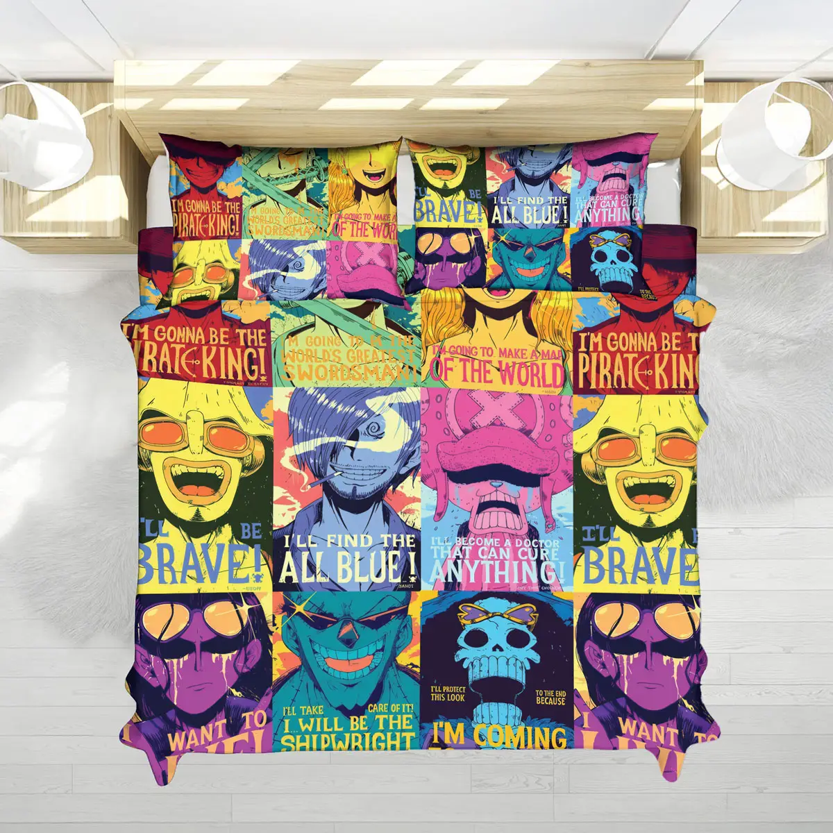 One Piece Straw Hat Crew Dreams Quote Art Bedding Set