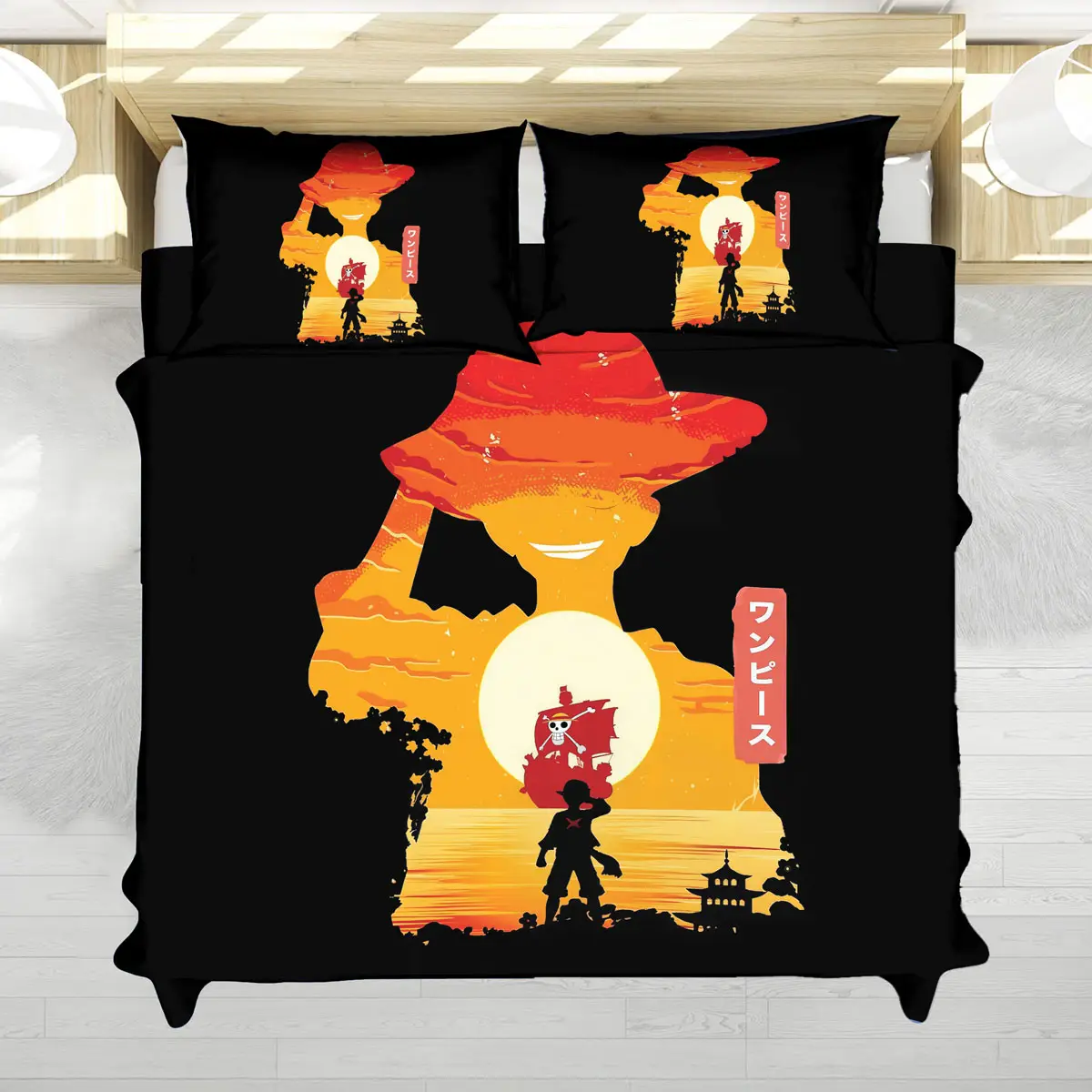 One Piece Sunset Silhouette Scene – Anime Bed Set