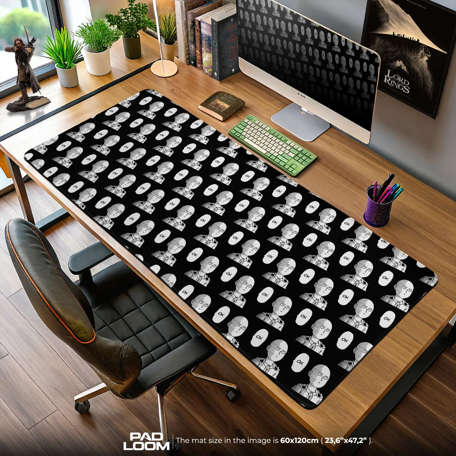 One Punch Man OK Face Mouse Pad, Anime Gaming Desk Mat