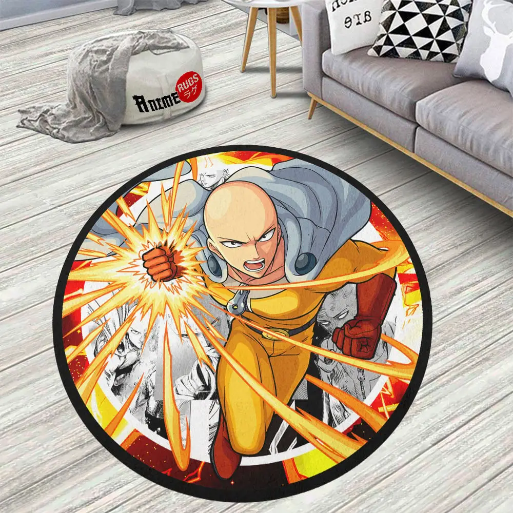 One Punch Man Saitama Skid-Proof Round Rug