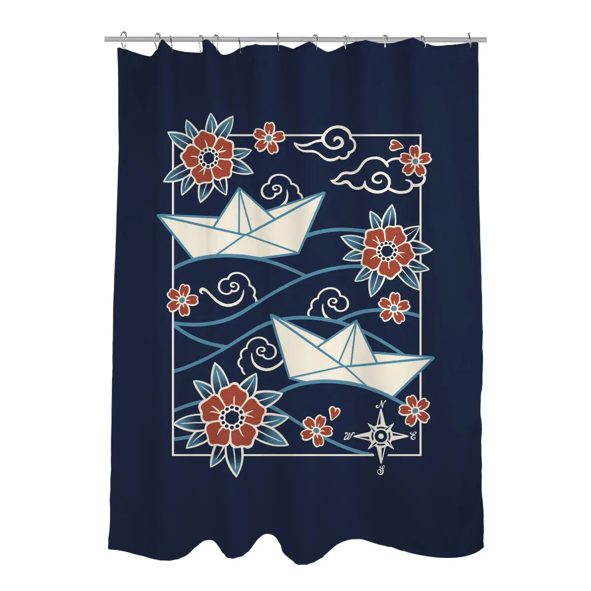 Origami Boat Shower Curtains