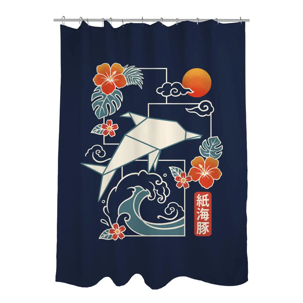Origami Dolphin Shower Curtains