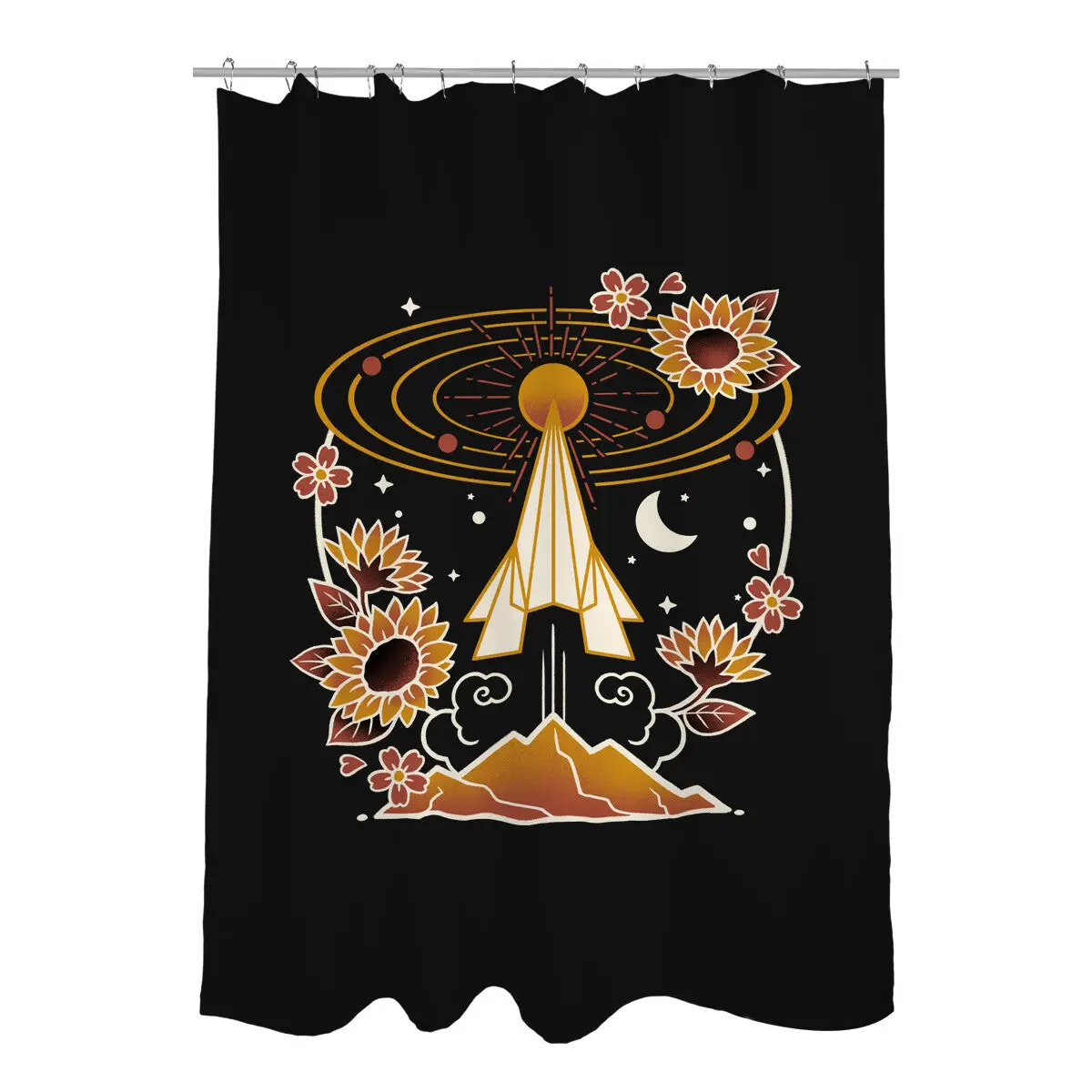Origami Rocket Spaceship Shower Curtains