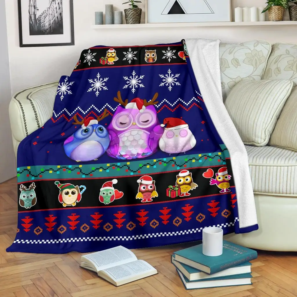 Owl Blue Christmas Blanket Amazing Gift Idea