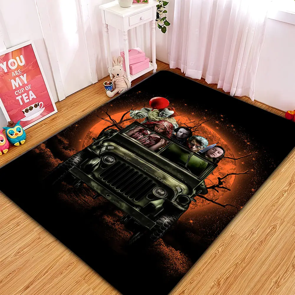 Pennywise And Friends Ride Jeep Funny Anime Moonlight Rectangular Area Rug
