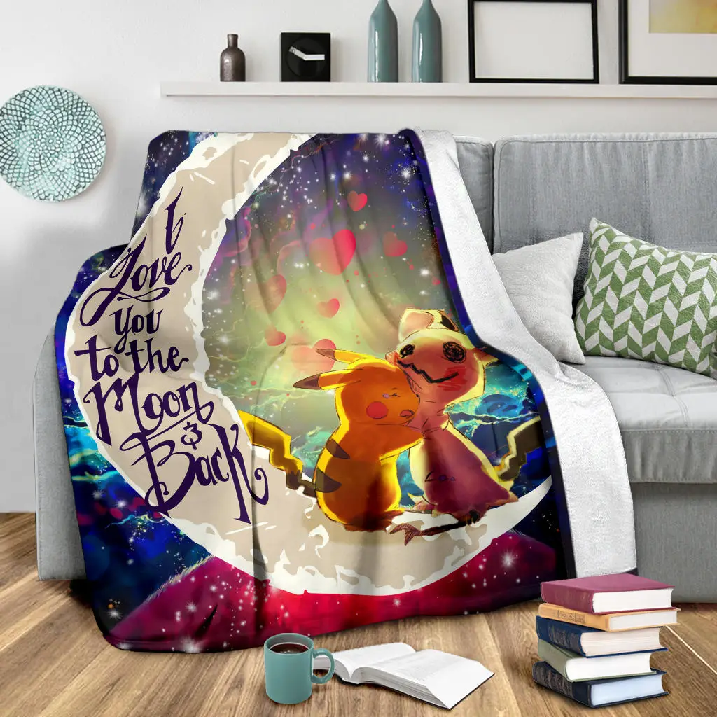 Pikachu Horro Love You To The Moon Galaxy 1 Blanket