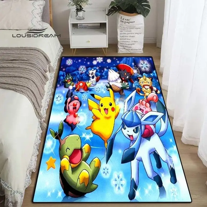 Pikachu Pokemon And Friend Snow Christmas Rug Home Decor