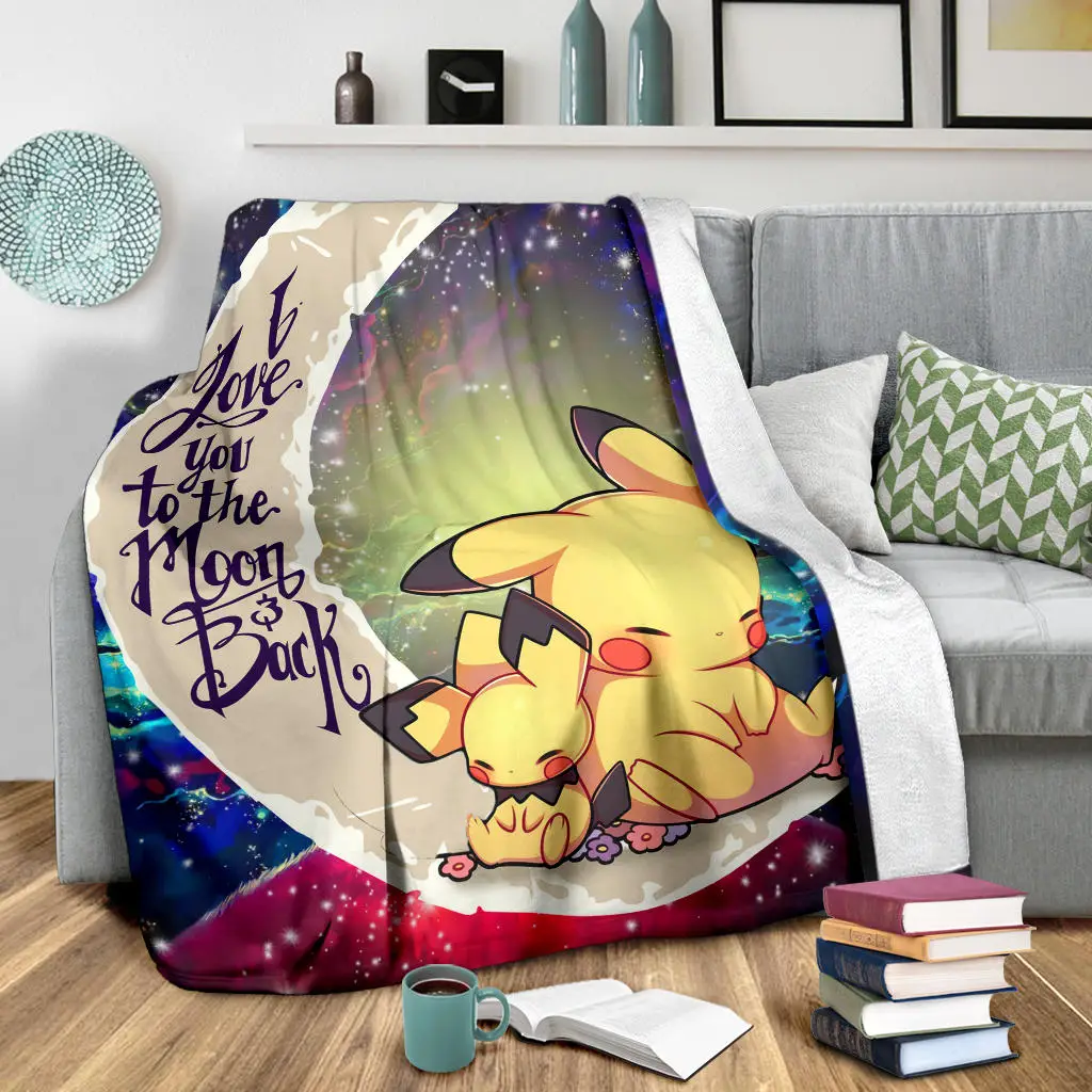 Pikachu Pokemon Sleep Love You To The Moon Galaxy Blanket