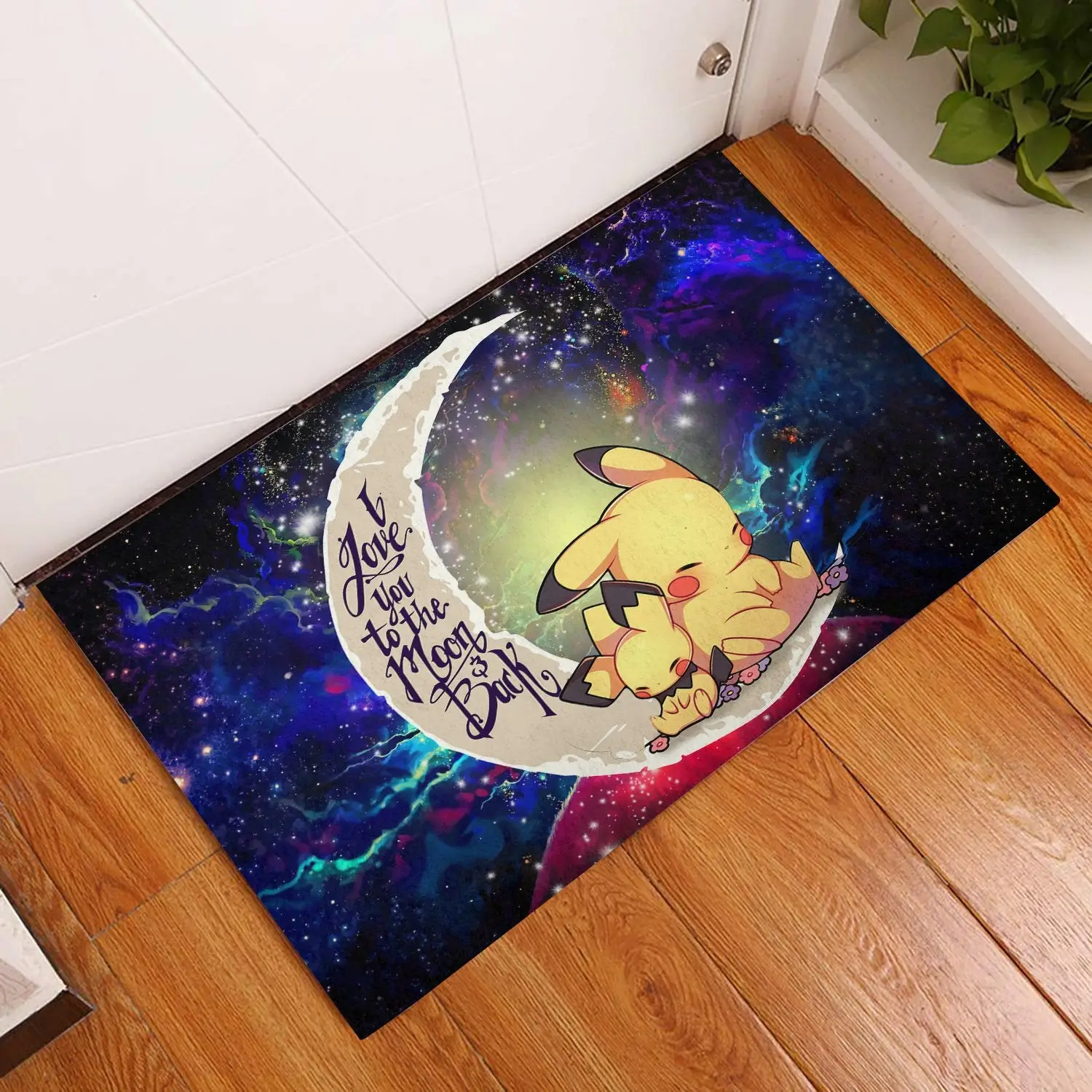 Pikachu Sleep Love You To The Moon Galaxy Back Doormat Home Decor