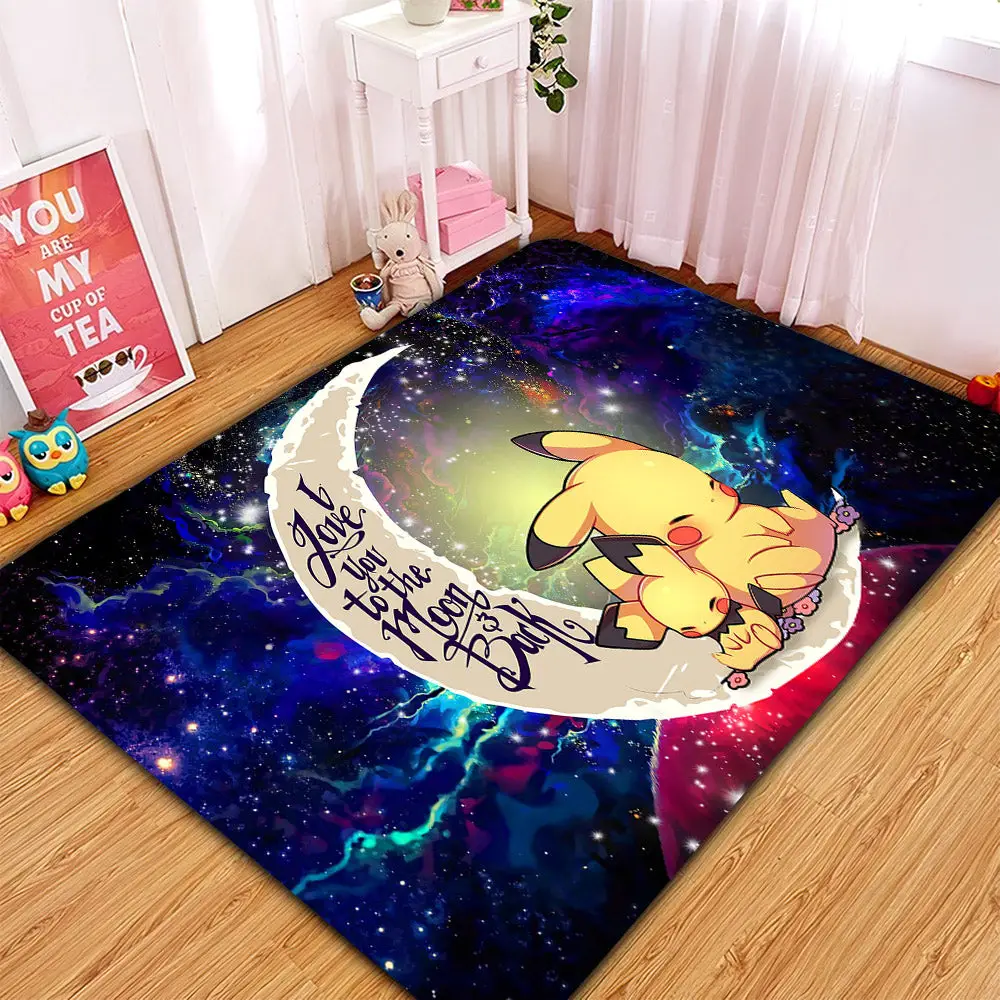 Pikachu Sleep Love You To The Moon Galaxy Rectangular Area Rug