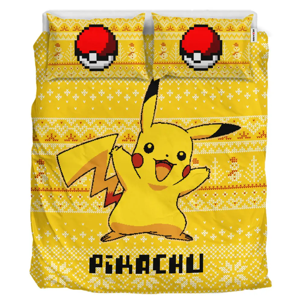 Pikachu Xmas Polyester Duvet Cover Set