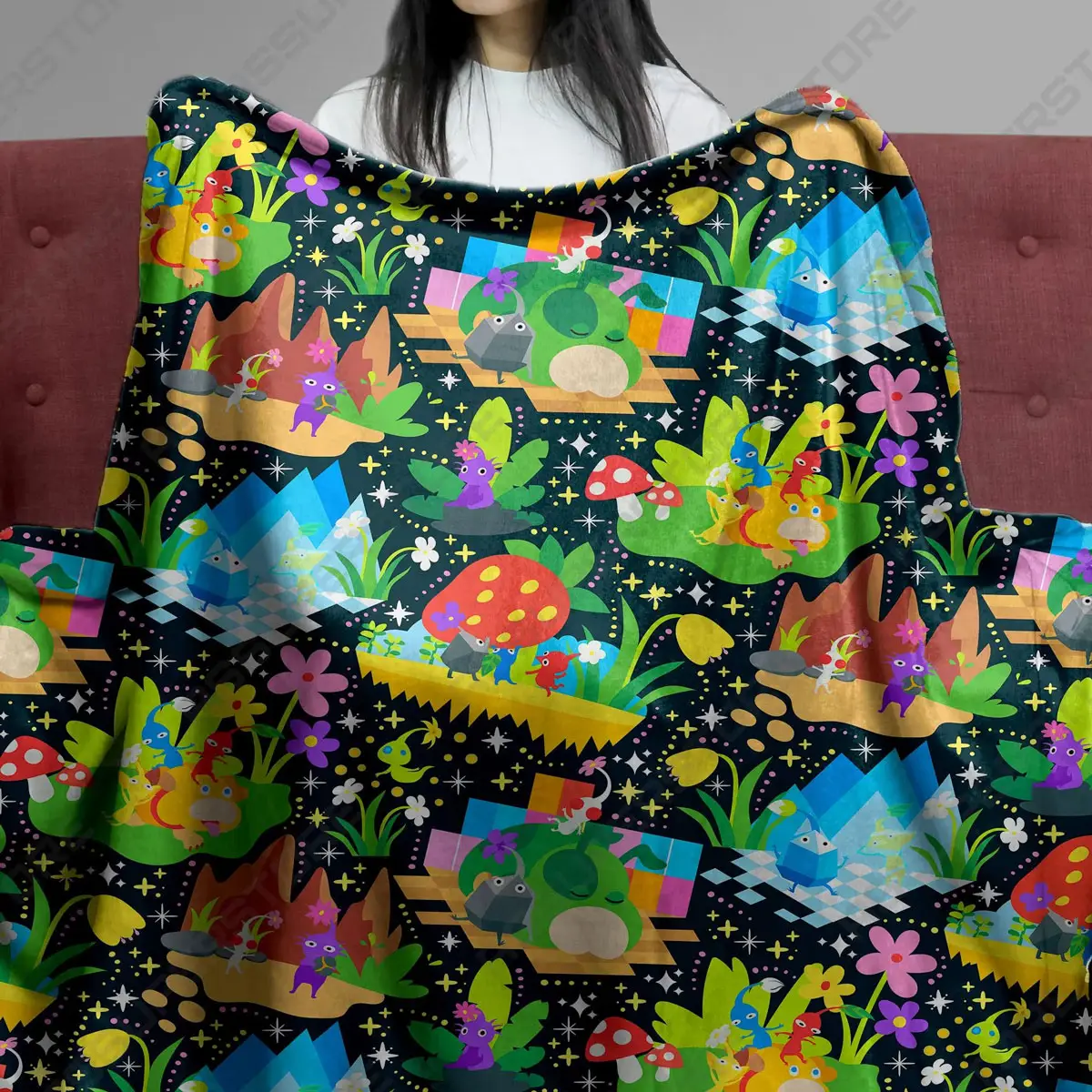 Pikmin Garden Adventure Pattern Cozy Plush Blanket - Anime Comforts – Cozy Anime Bedding, Blankets & Home Essentials