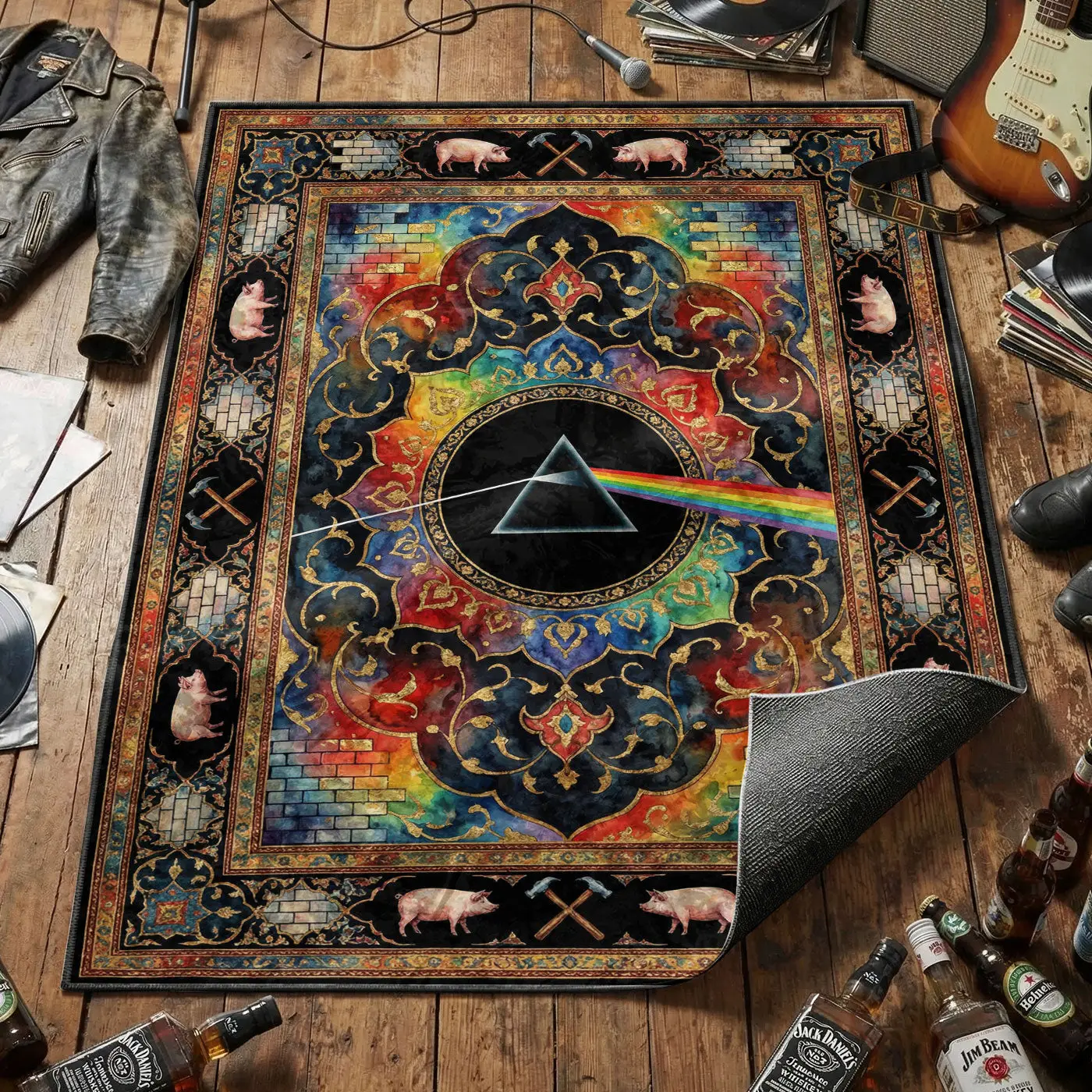 Pink Floyd Psychedelic Prism Rug — Prog Rock Area Rug