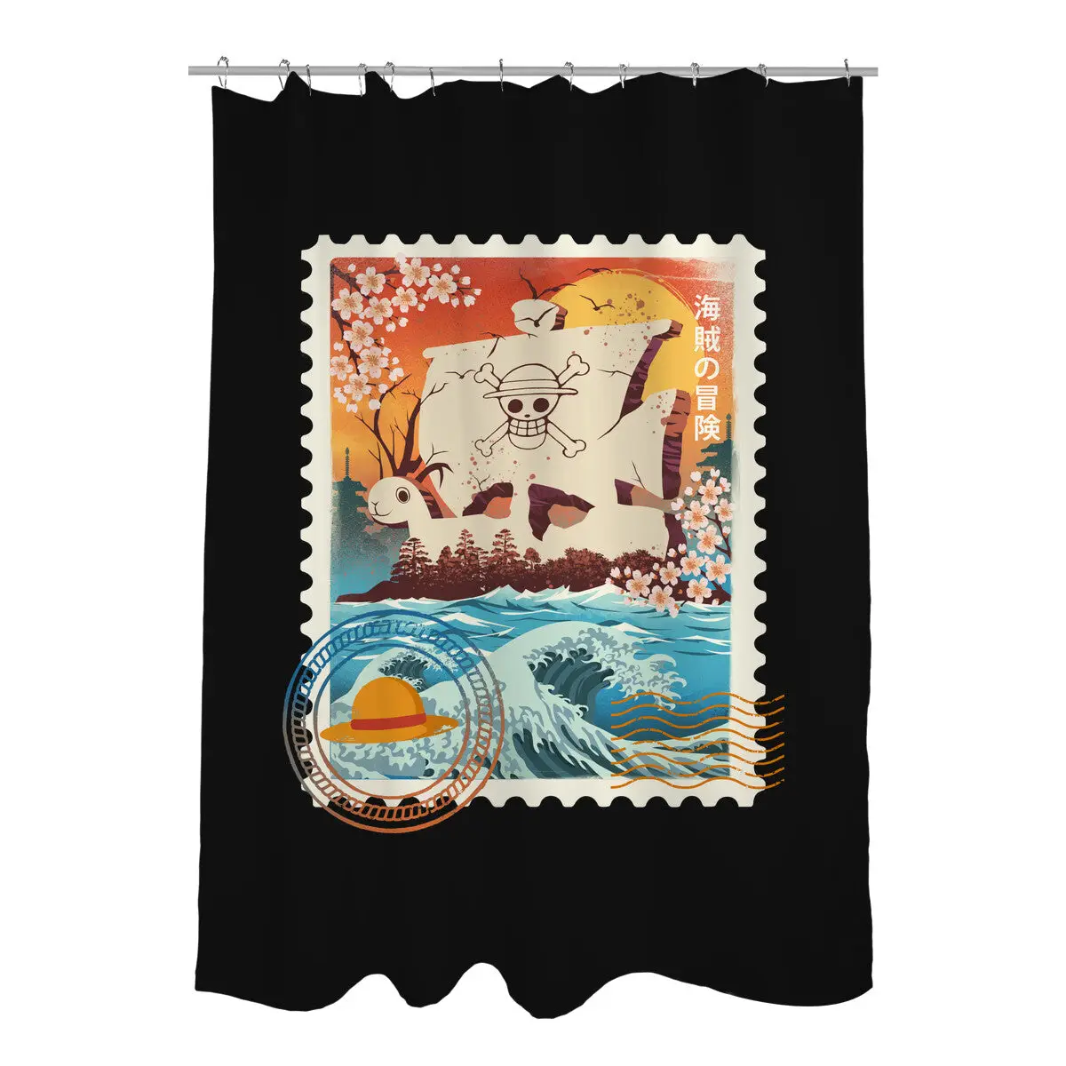 Pirate Mail Stamp Shower Curtains