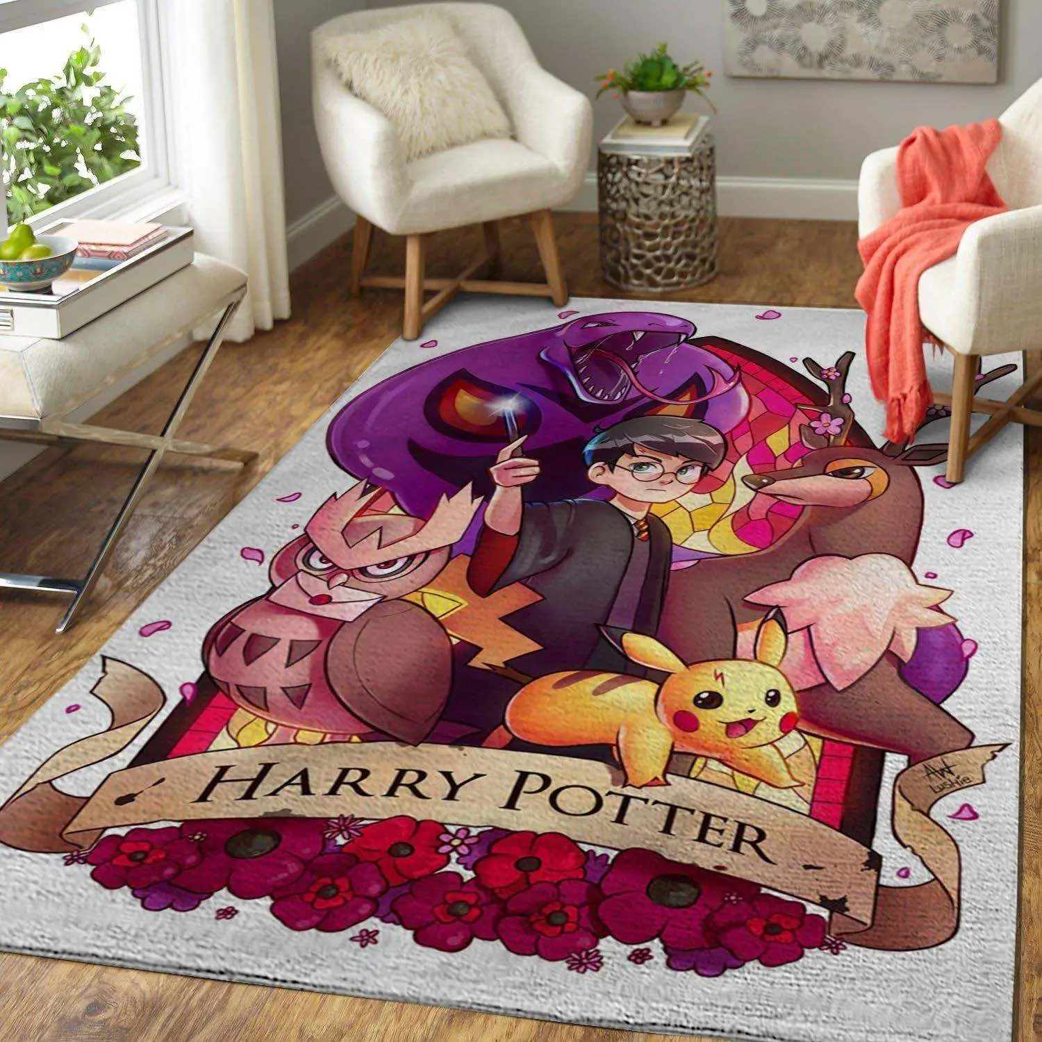Pokemon And Harry Potter Rug Home Decor