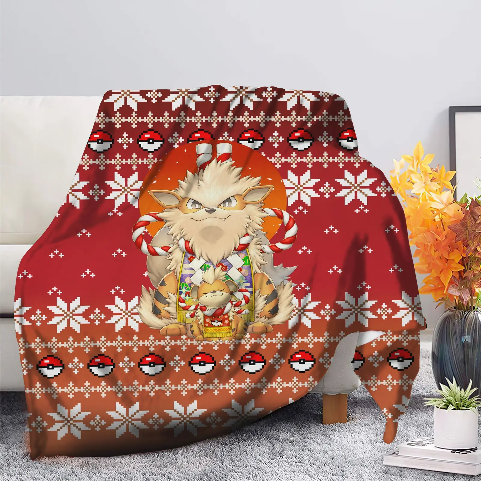 Pokemon Arcanine Ugly Christmas Blanket