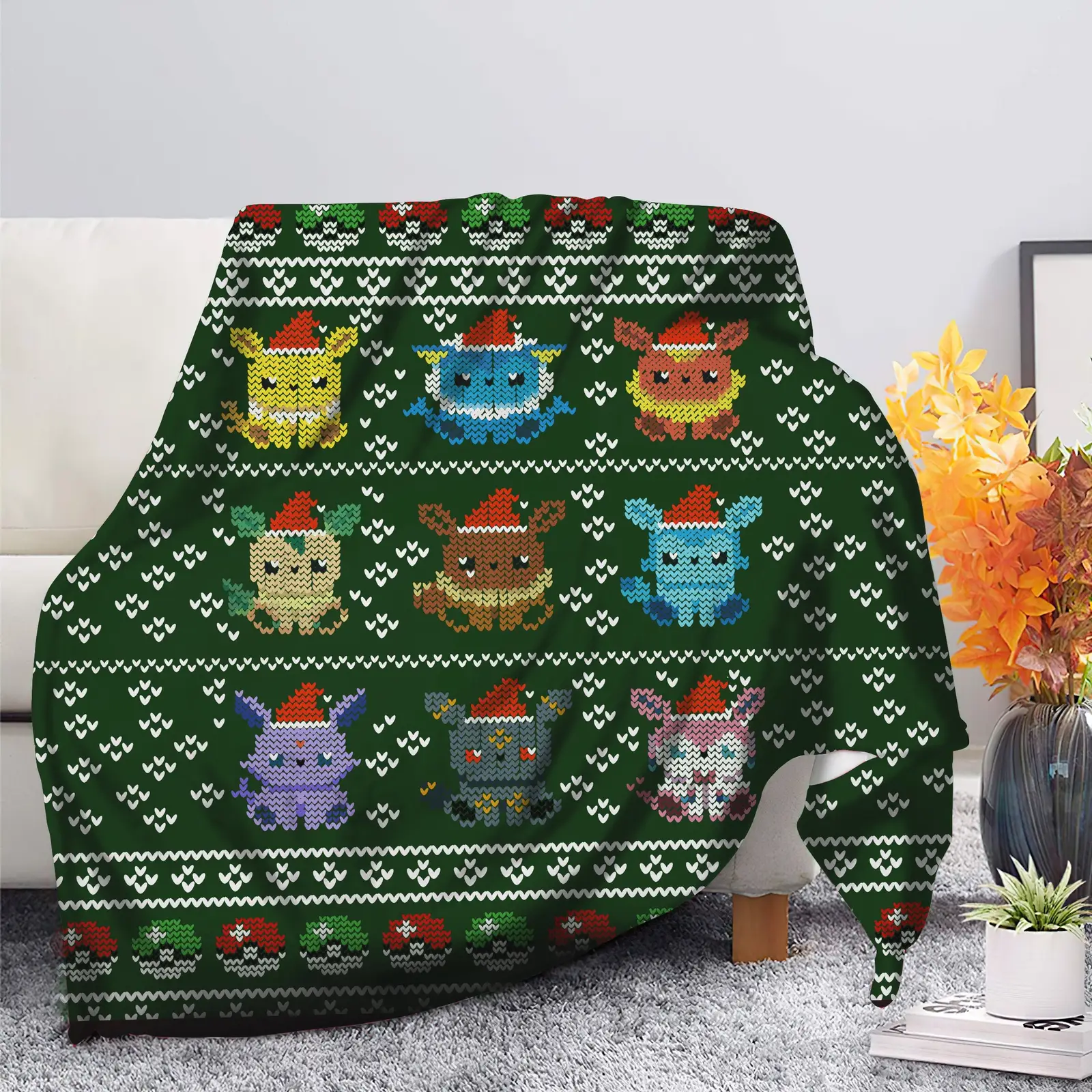 Pokemon Eevee Evolution Ugly Christmas Blanket
