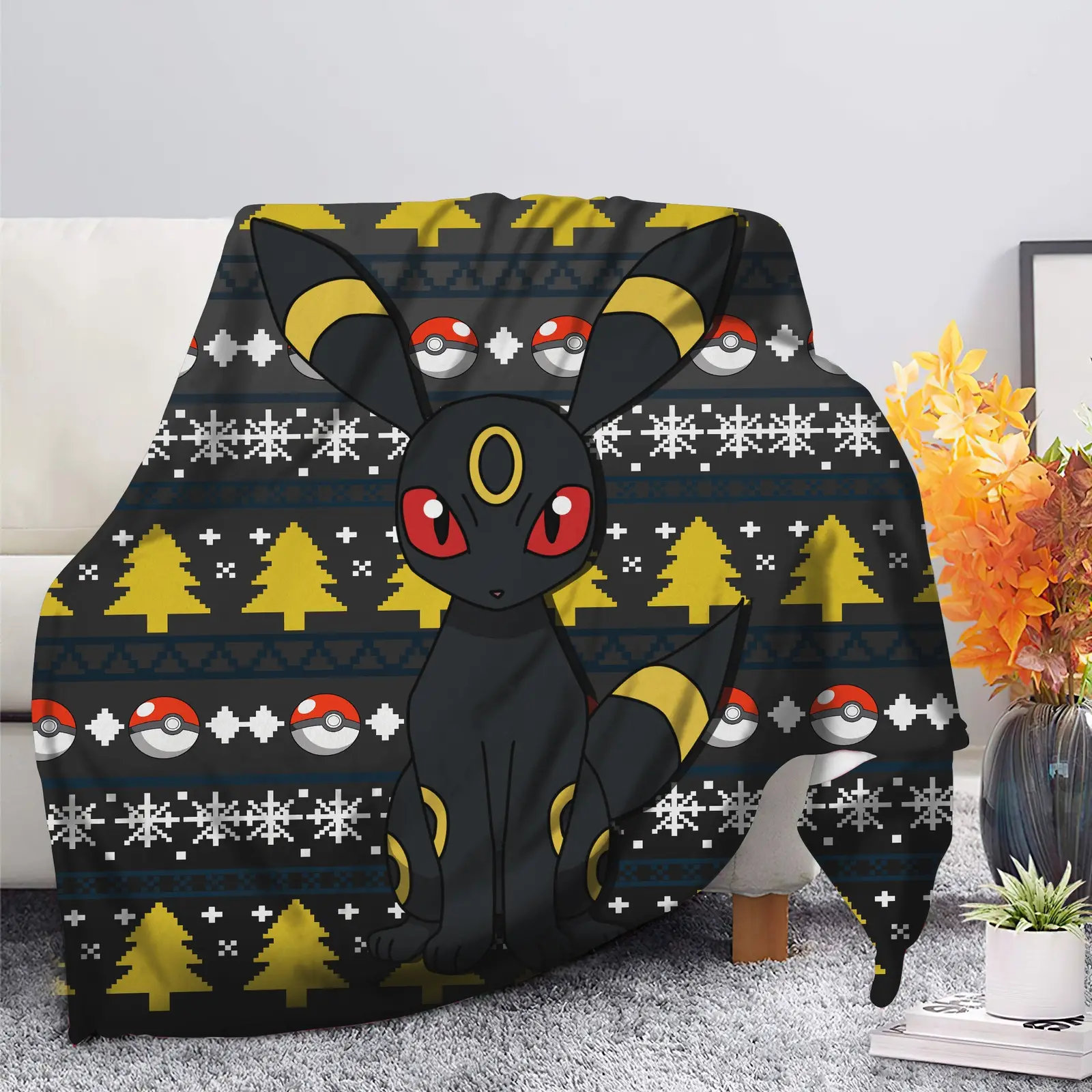 Pokemon Eevee Evolution Umbreon Ugly Christmas Blanket