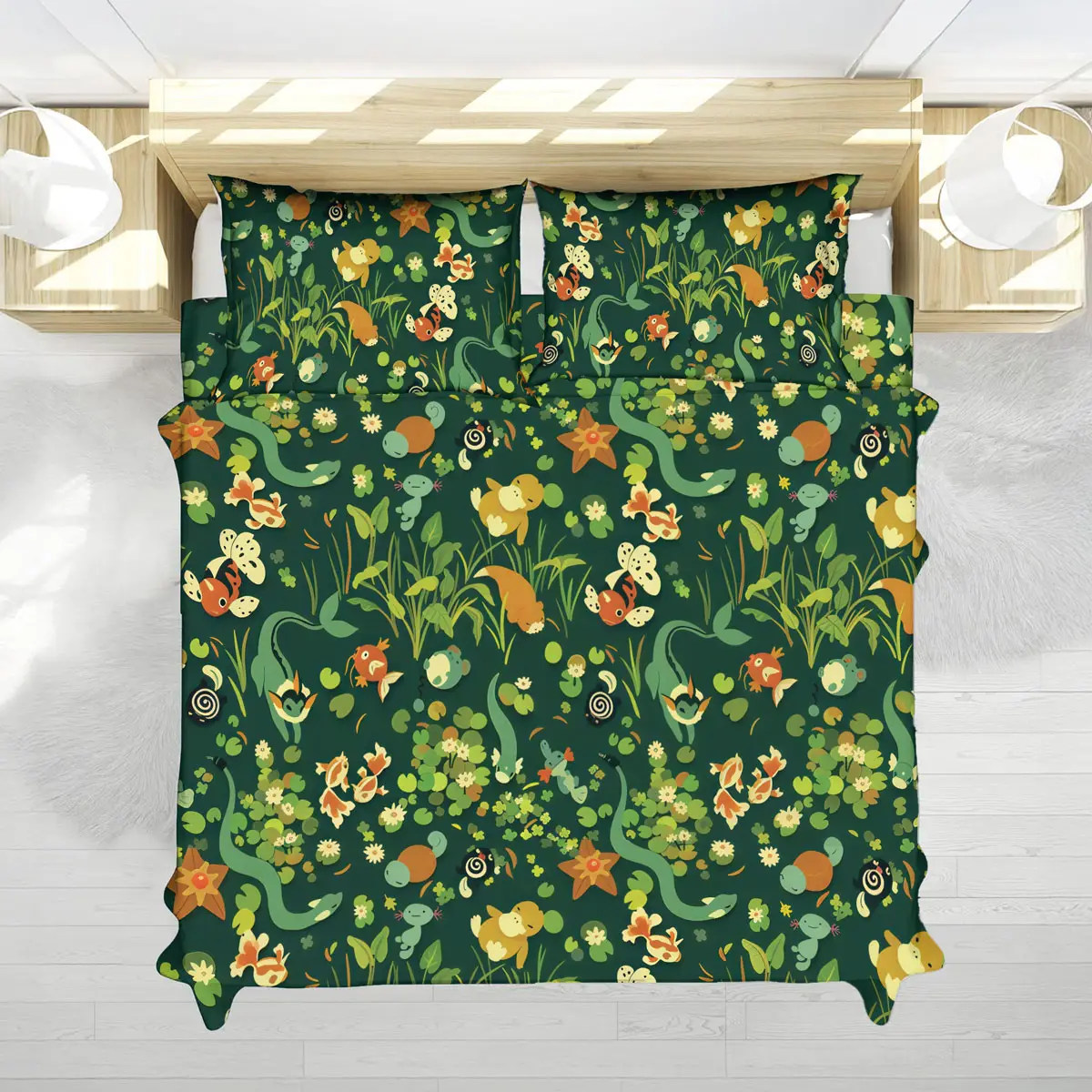Pokemon Forest Pond Nature Pattern Cozy Bedding Set