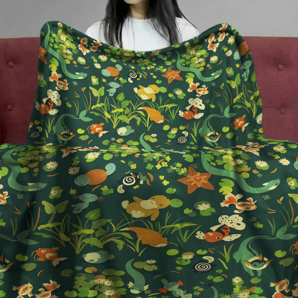 Pokemon Forest Pond Pattern Cozy Quilt Blanket - Anime Comforts – Cozy Anime Bedding, Blankets & Home Essentials