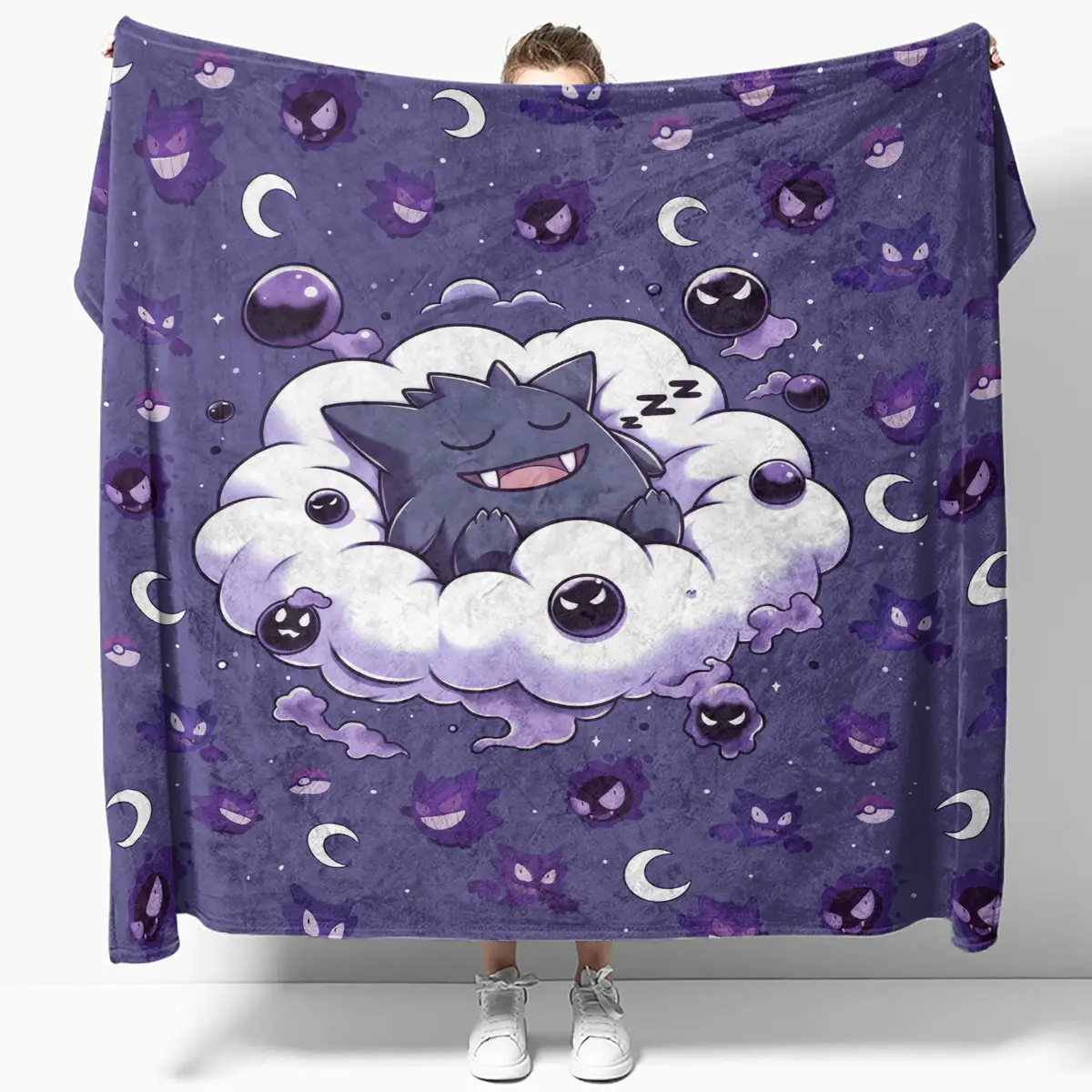 Pokemon Gengar Sleeping Cloud Purple Quilt Blanket - Anime Comforts – Cozy Anime Bedding, Blankets & Home Essentials