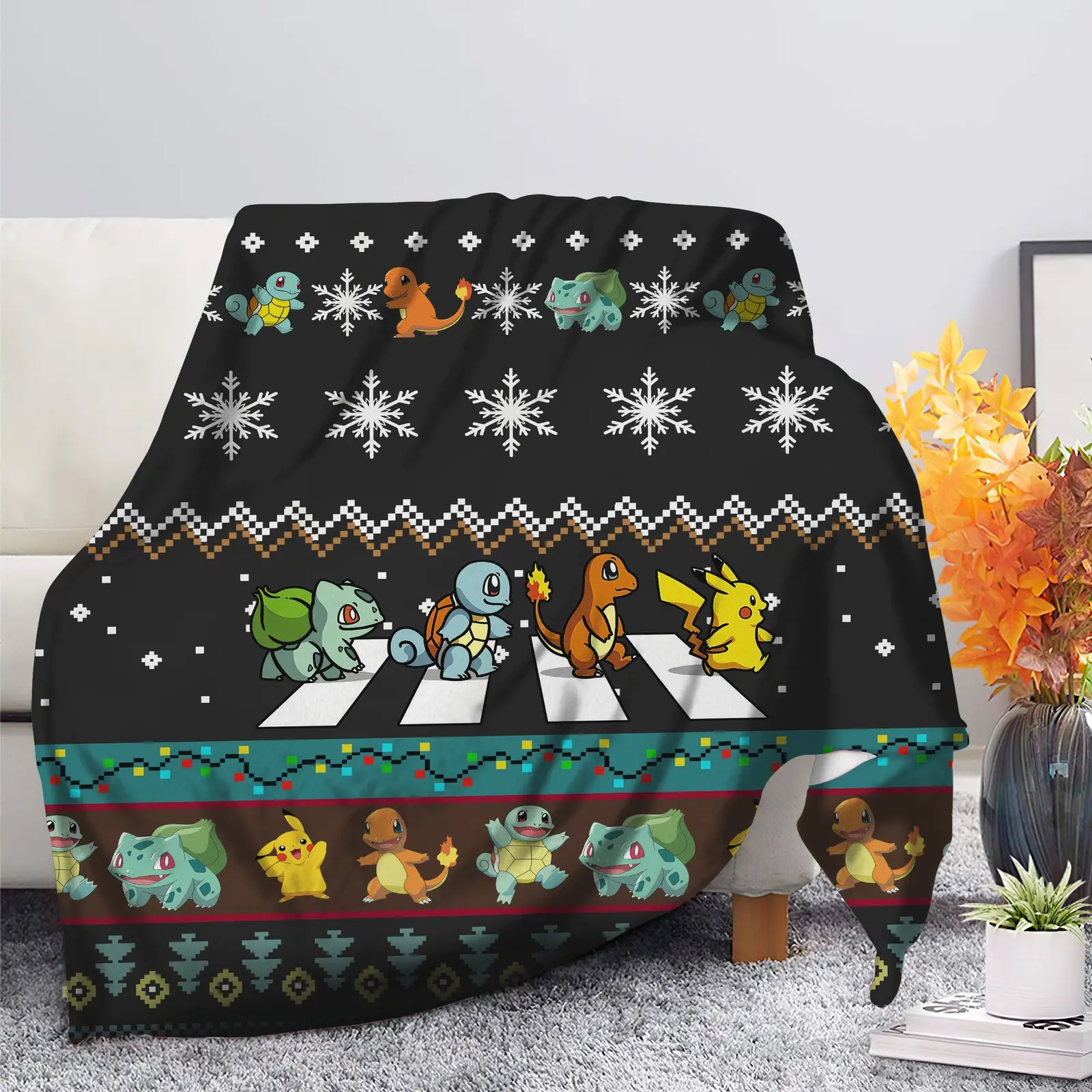 Pokemon Pikachu And Gen 1 Ugly Christmas Blanket