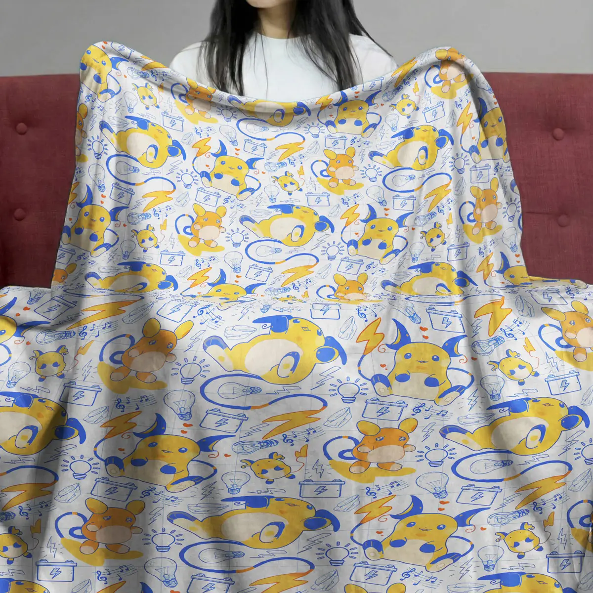 Pokemon Raichu Inspired Pattern Soft Yellow Quilt Blanket - Anime Comforts – Cozy Anime Bedding, Blankets & Home Essentials