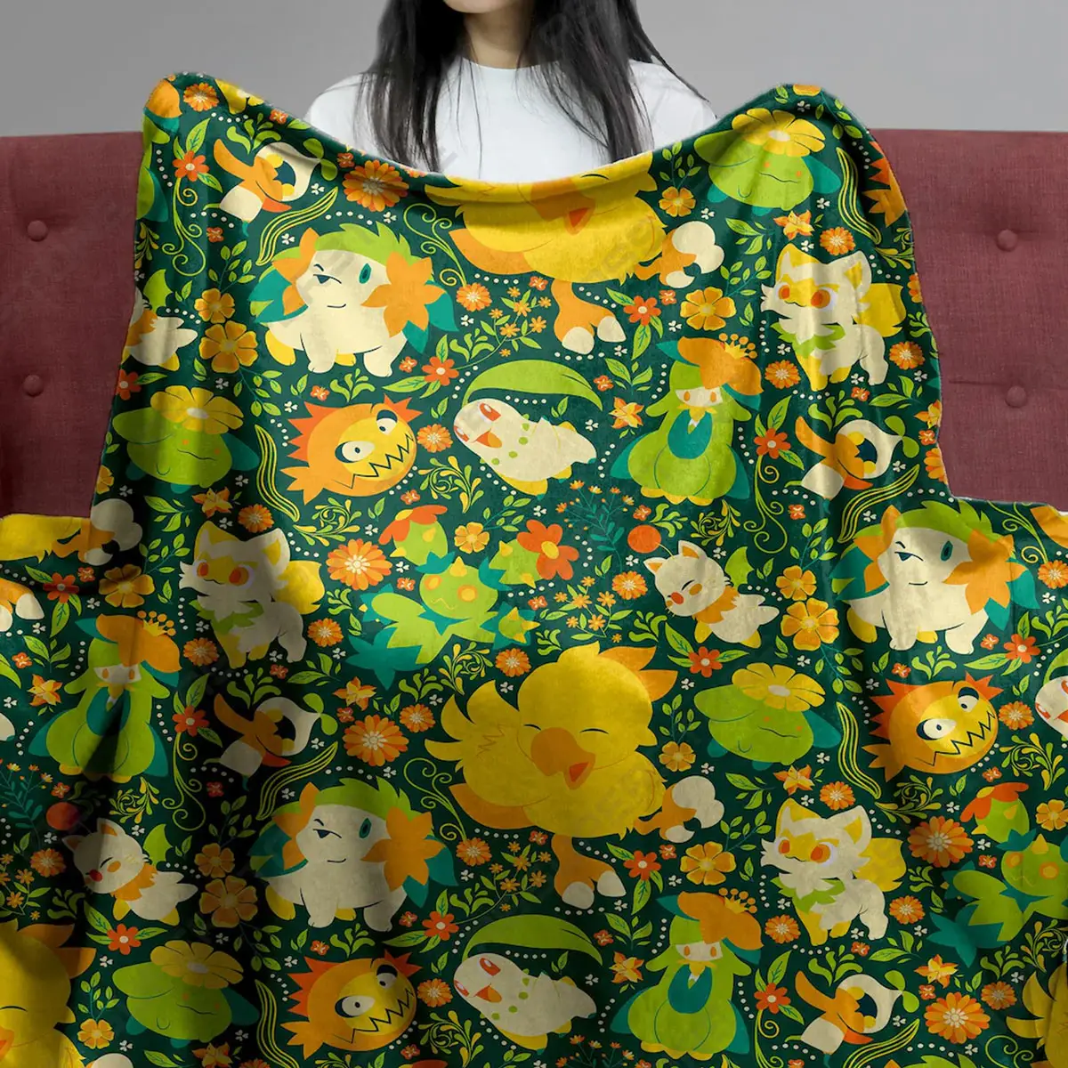 Pokemon Shaymin Sprigatito Floral Garden Quilt Throw Blanket - Anime Comforts – Cozy Anime Bedding, Blankets & Home Essentials