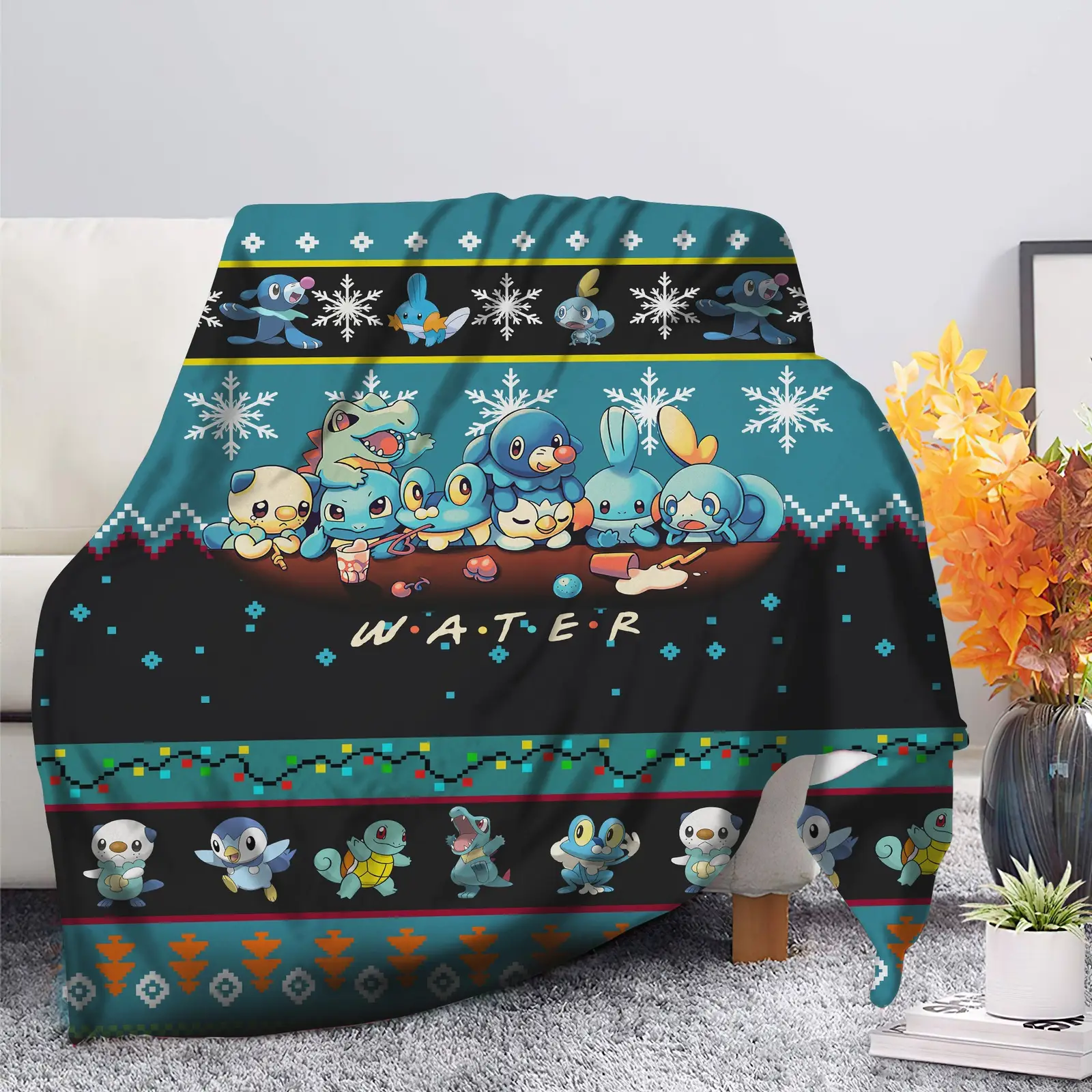 Pokemon Water Ugly Christmas Blanket
