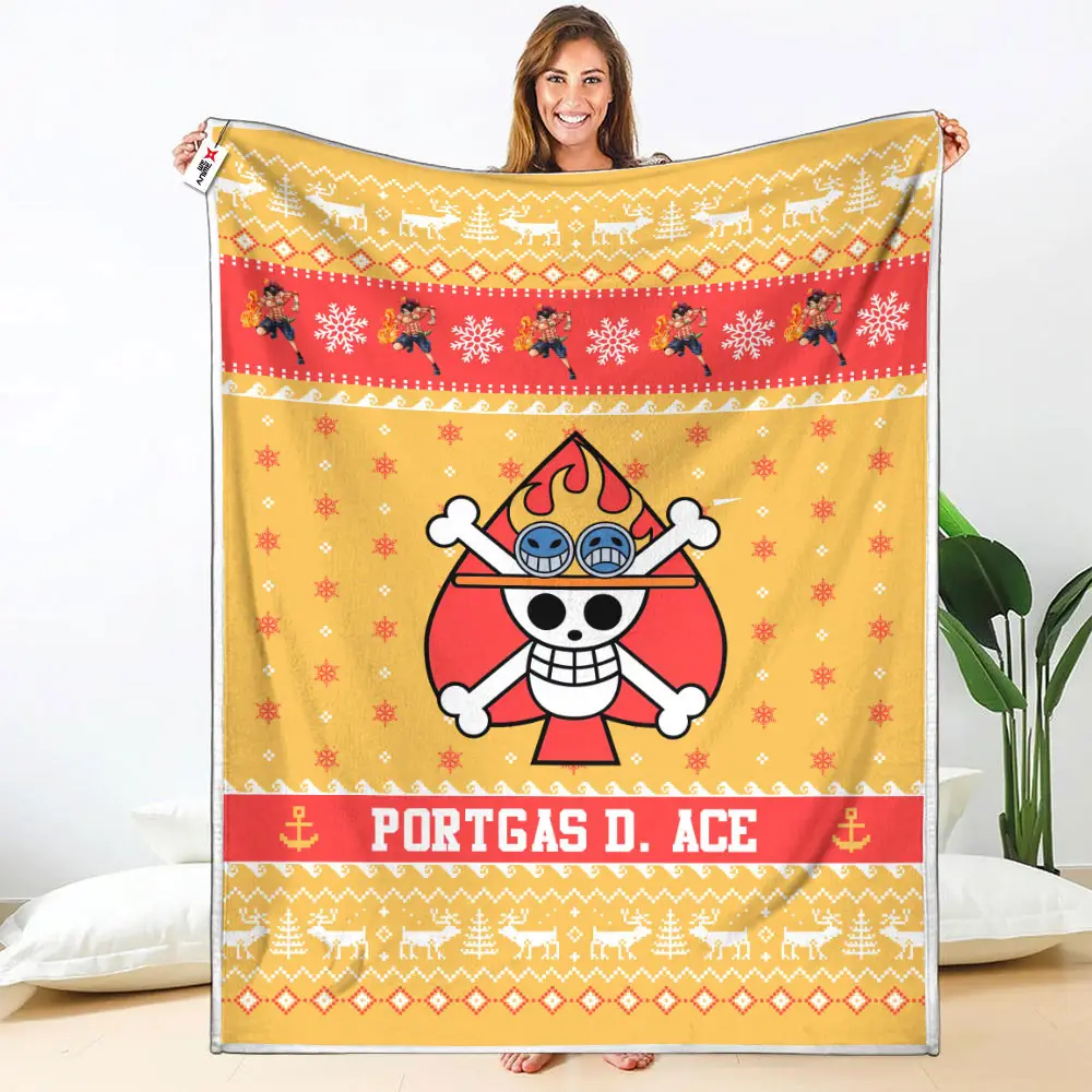 Portgas D. Ace Blanket Ugly Christmas Symbol Anime