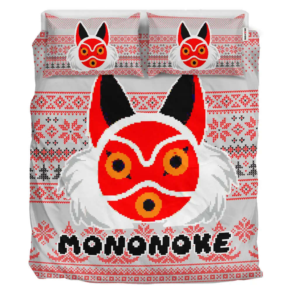 Princess Mononoke Mask Xmas Polyester Duvet Cover Set