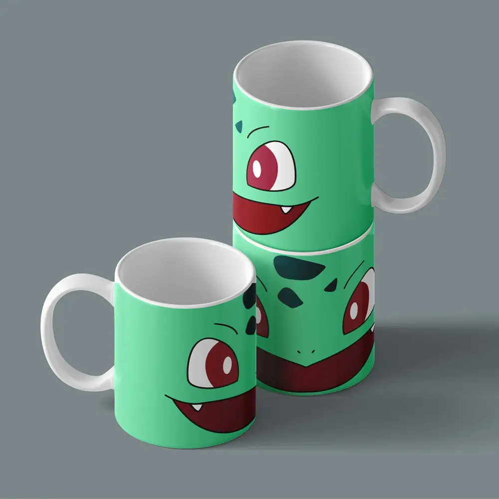 Printed Coffee/Milk Mugs, 325ml - Pokemon Bulbasaur Anime Coffee Mug