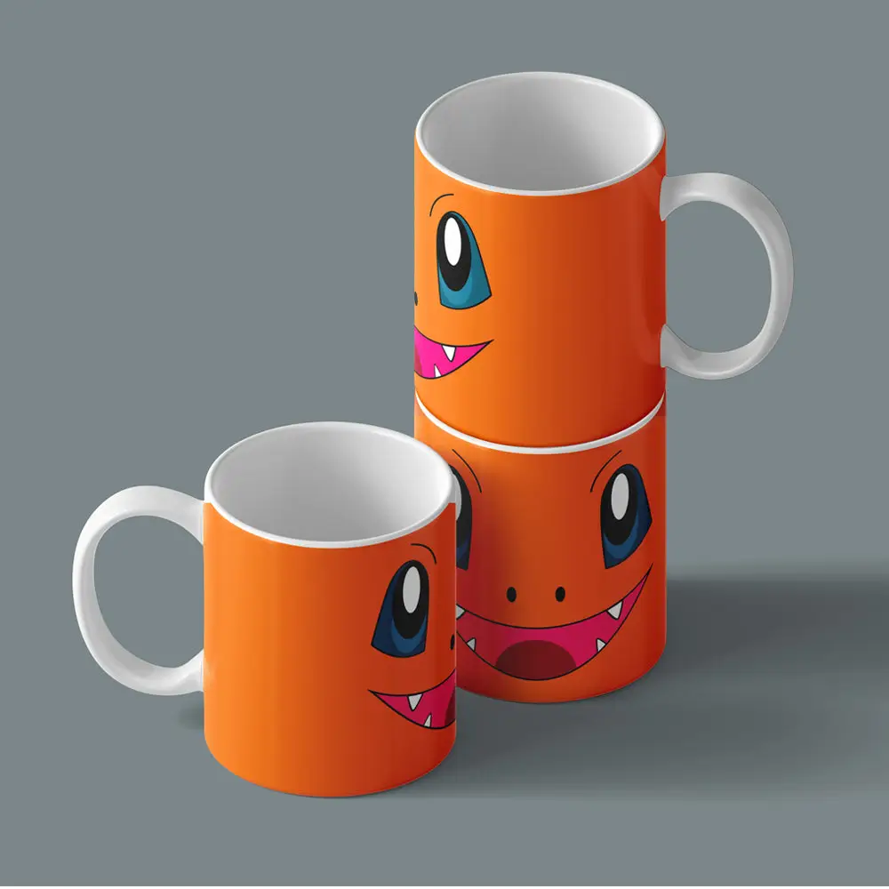Printed Coffee/Milk Mugs, 325ml - Pokemon Charmander Anime Coffee Mug