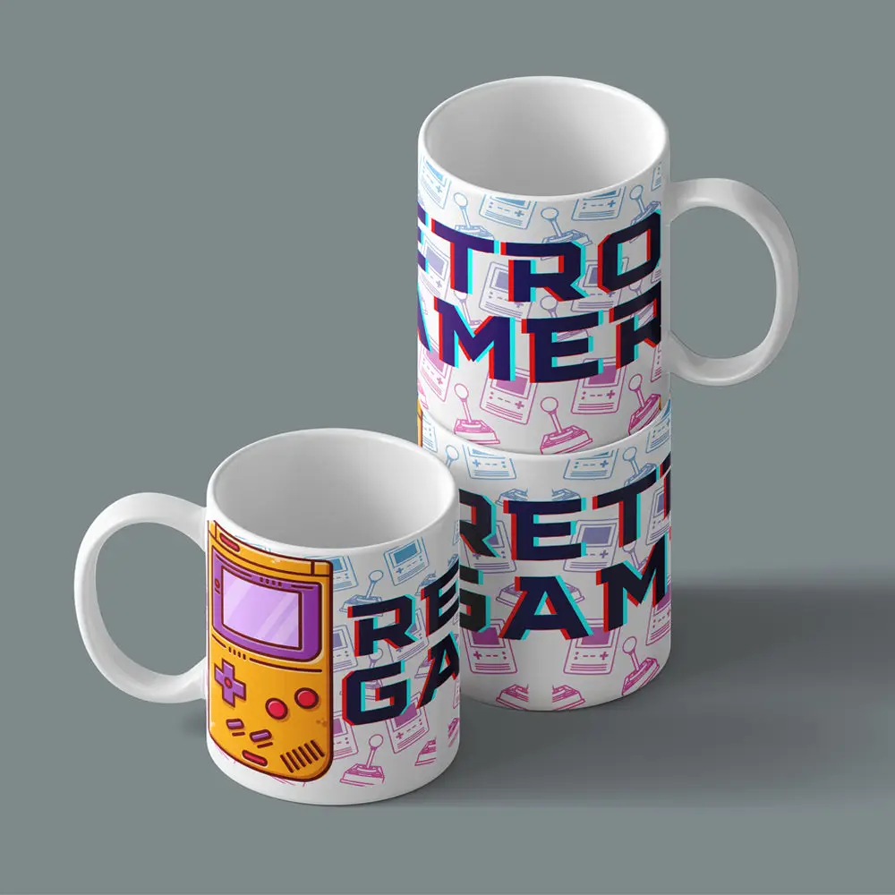 Printed Coffee/Milk Mugs, 325ml - Retro Gamer Gaming Coffee Mug
