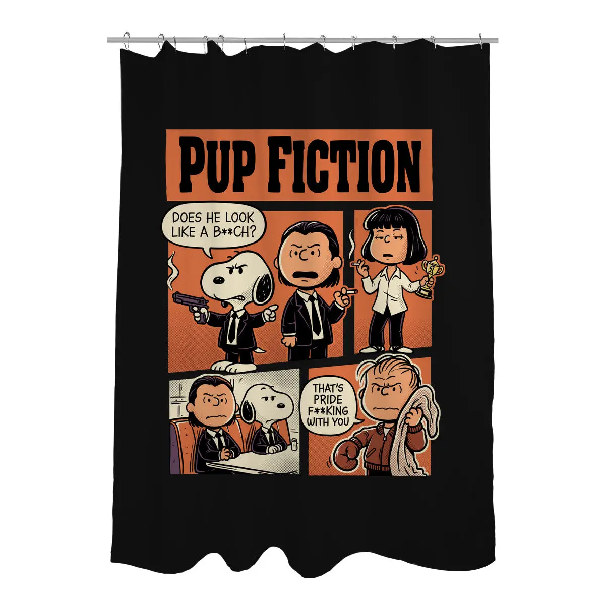 Pup Fiction Shower Curtains