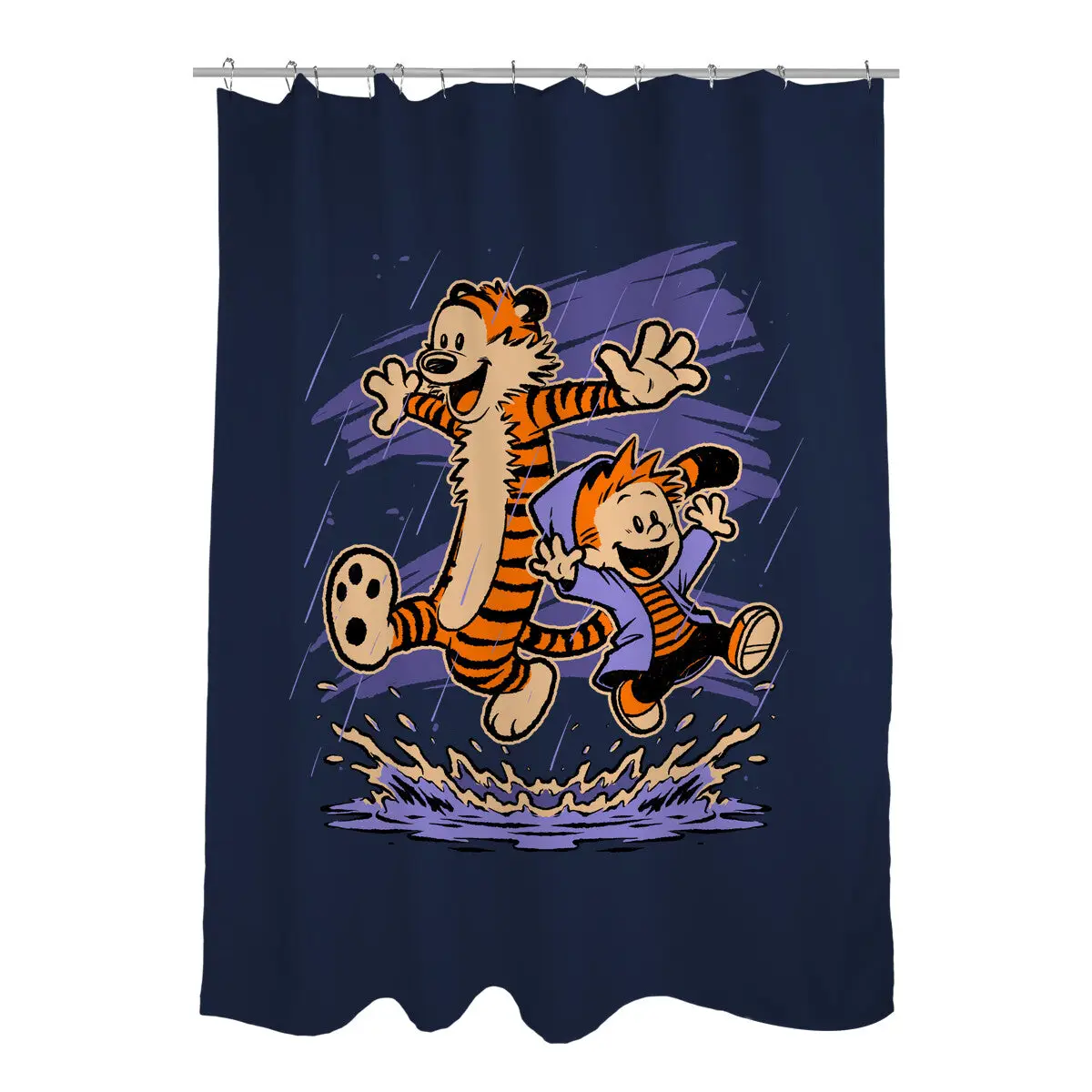 Rainy Day Tiger Boy Shower Curtains