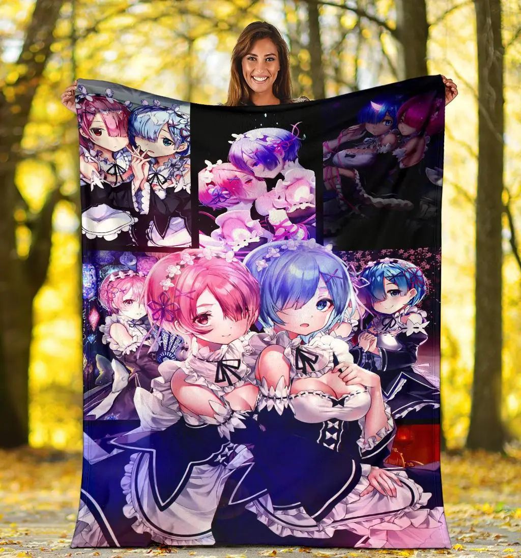 Ram And Rem Anime Girl Re Zero Blanket