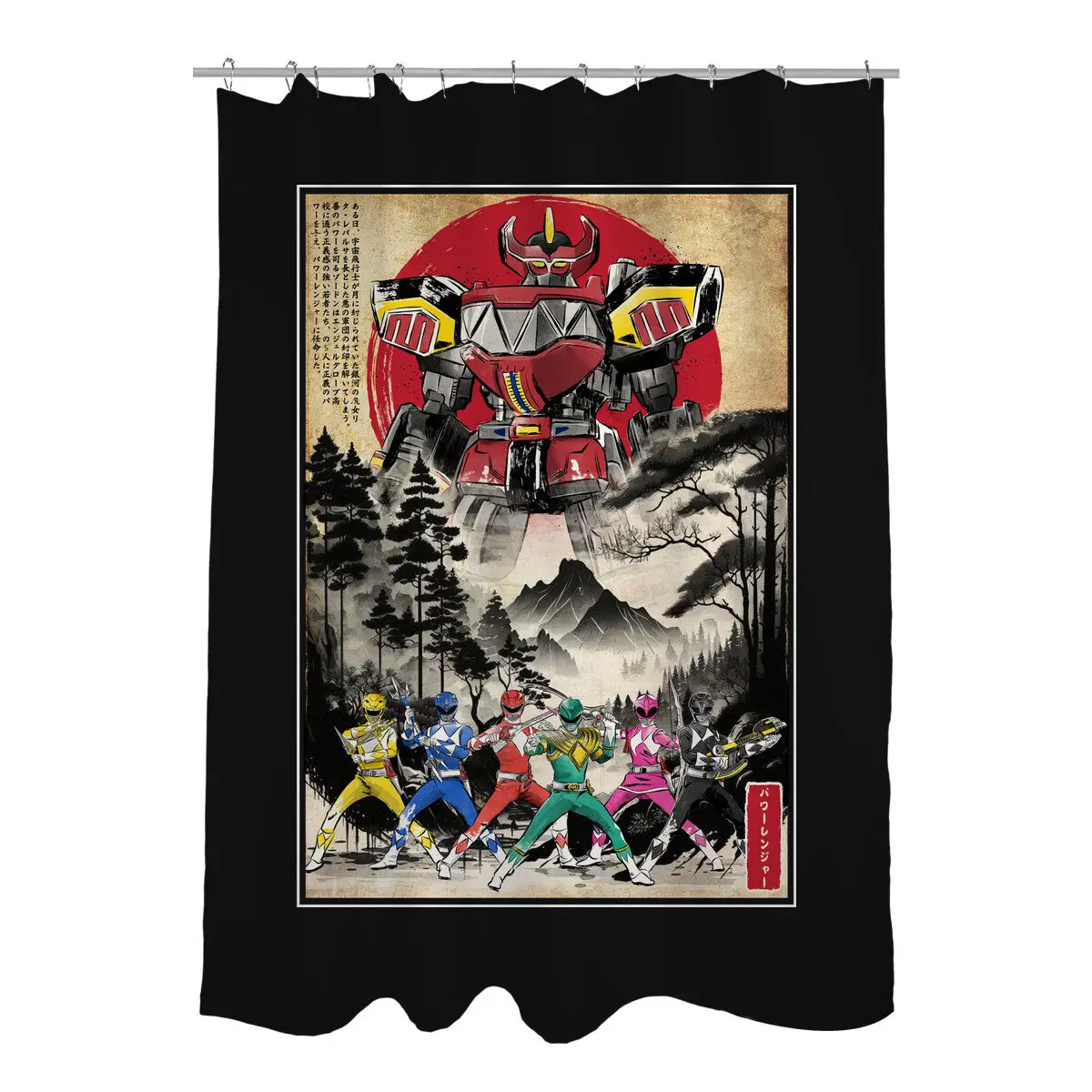 Rangers In Japan Woodblock Shower Curtains