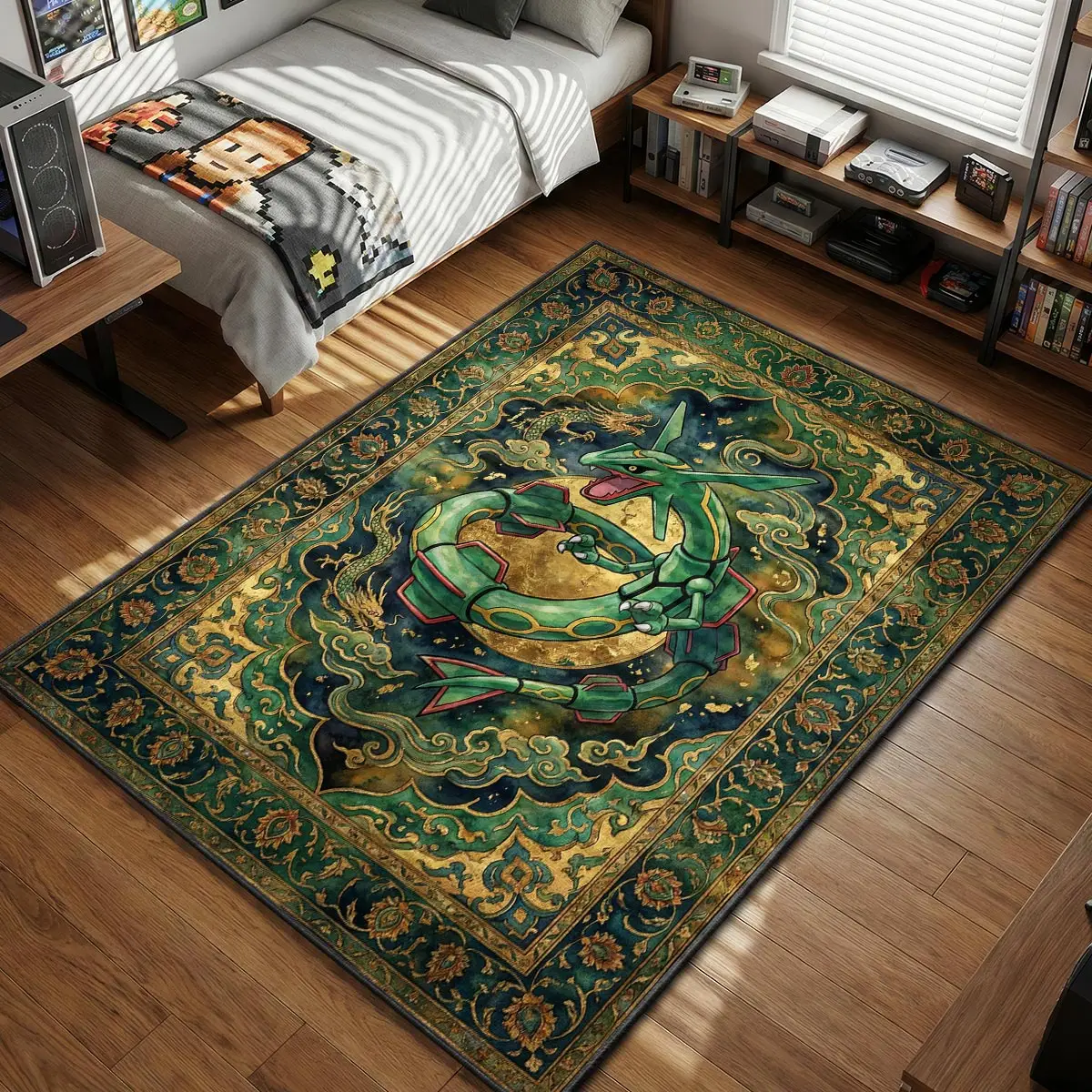 Rayquaza Emerald Sky Rug - Pokemon Chair Mat
